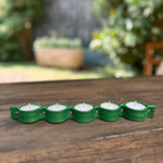 Cargar imagen en el visor de la galería, Portavelas Piel Verde con 5 velas

