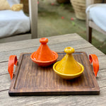 Cargar imagen en el visor de la galería, Bandeja Cuadrada Madera y Piel Naranja
