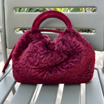 Cargar imagen en el visor de la galería, Bolso Fruncido Mediano Piel Cordero Burdeos
