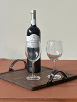 Cargar imagen en el visor de la galería, Bandeja Cuadrada Madera y Piel Burdeos
