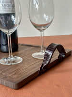 Cargar imagen en el visor de la galería, Bandeja Cuadrada Madera y Piel Burdeos
