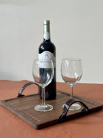 Cargar imagen en el visor de la galería, Bandeja Cuadrada Madera y Piel Burdeos
