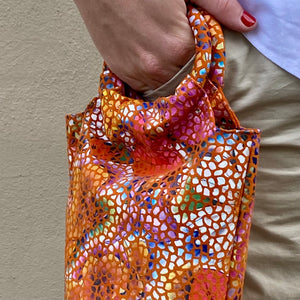 Bolsito de Mano de Piel Estampada Naranja