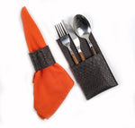 Cargar imagen en el visor de la galería, Servilleteros piel marrón (Pack de 4)
