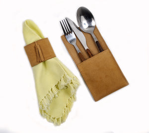 Servilleteros serraje camel (Pack de 4)