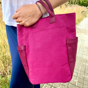 Bolso de Loneta y Piel Fucsia