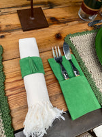 Cargar imagen en el visor de la galería, Funda para cubiertos serraje verde (Pack de 4)
