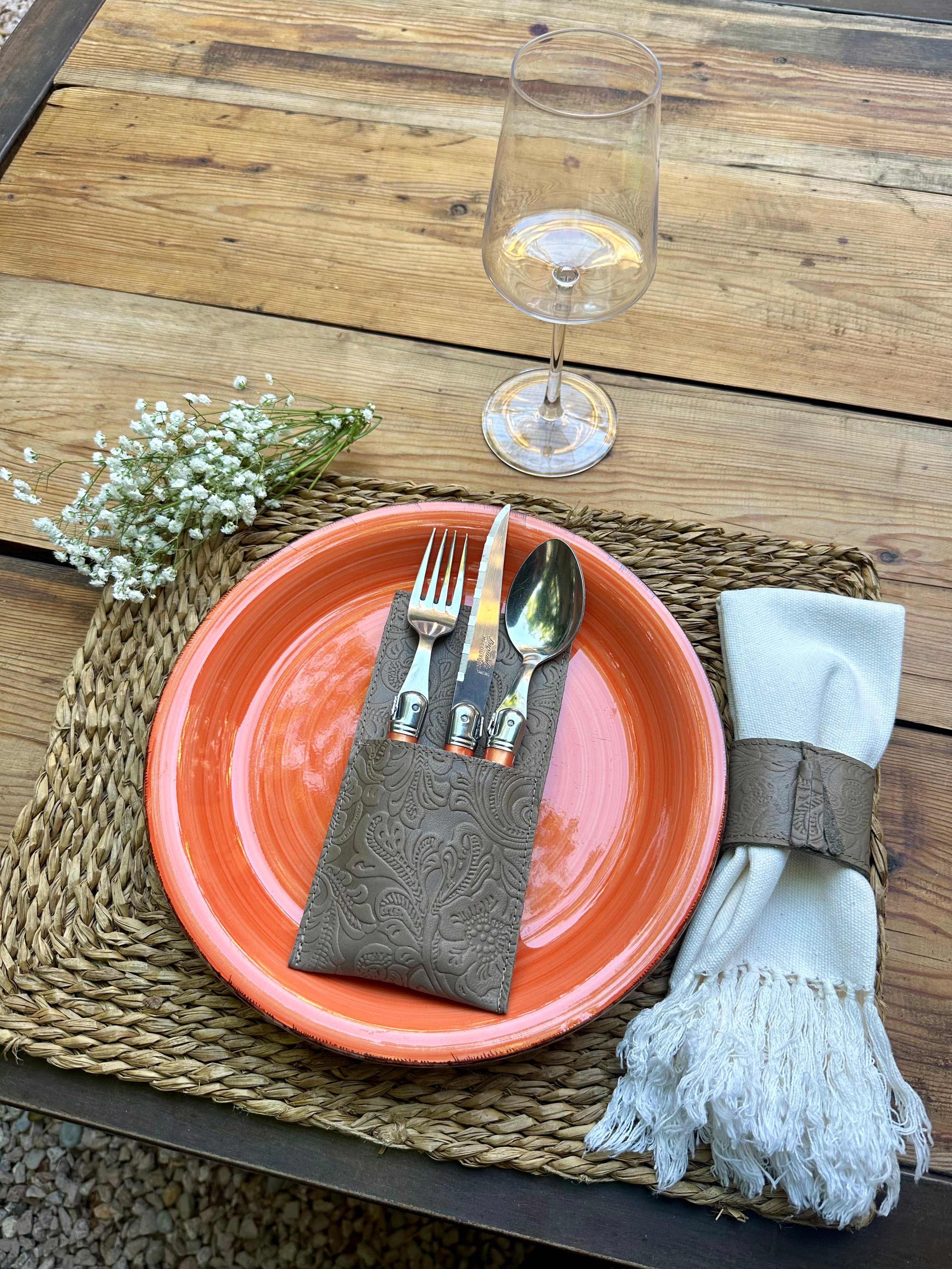 Funda para cubiertos piel visón ( Pack de 4)