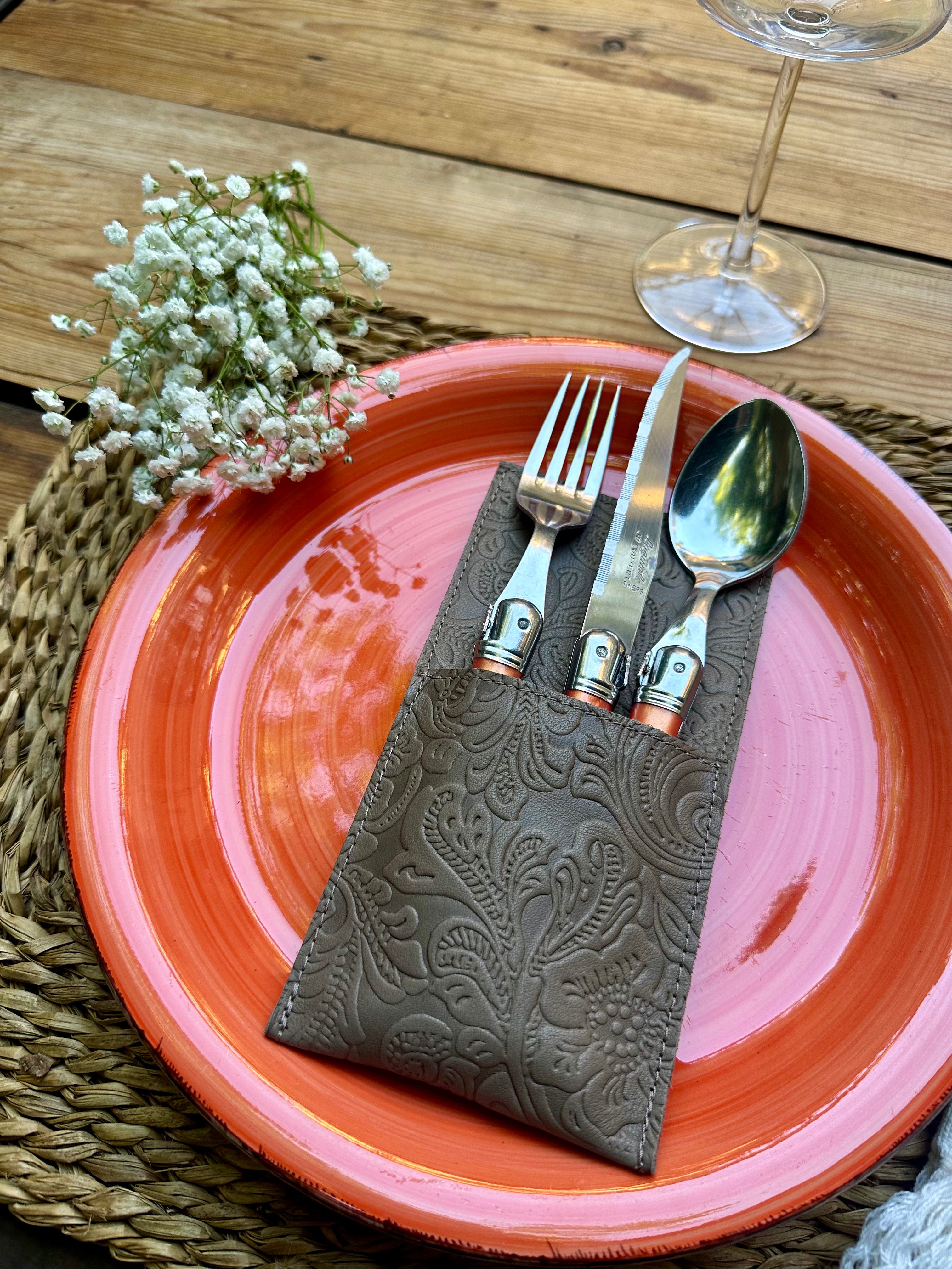 Funda para cubiertos piel visón ( Pack de 4)