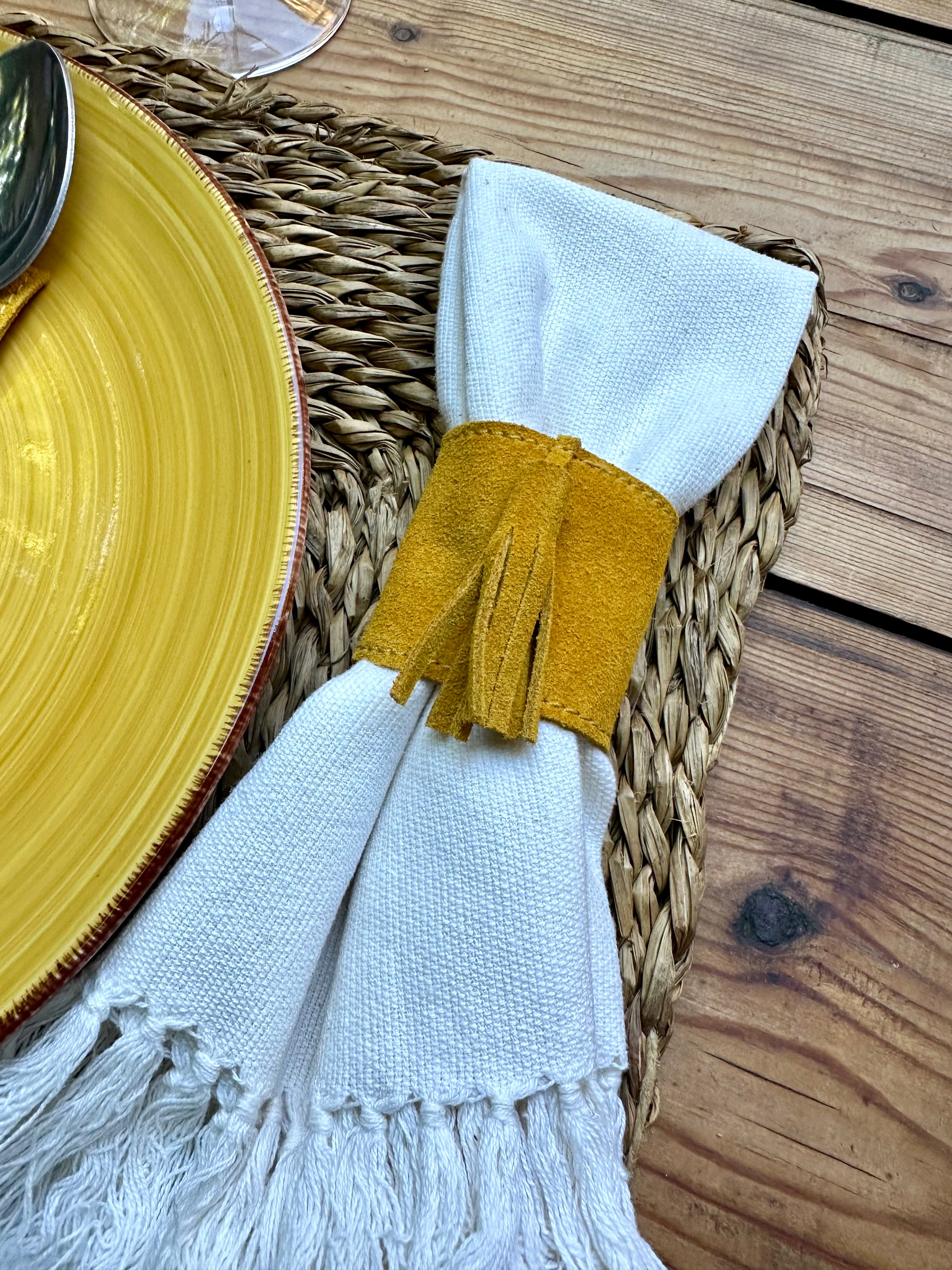 Servilleteros serraje ocre ( Pack de 6)