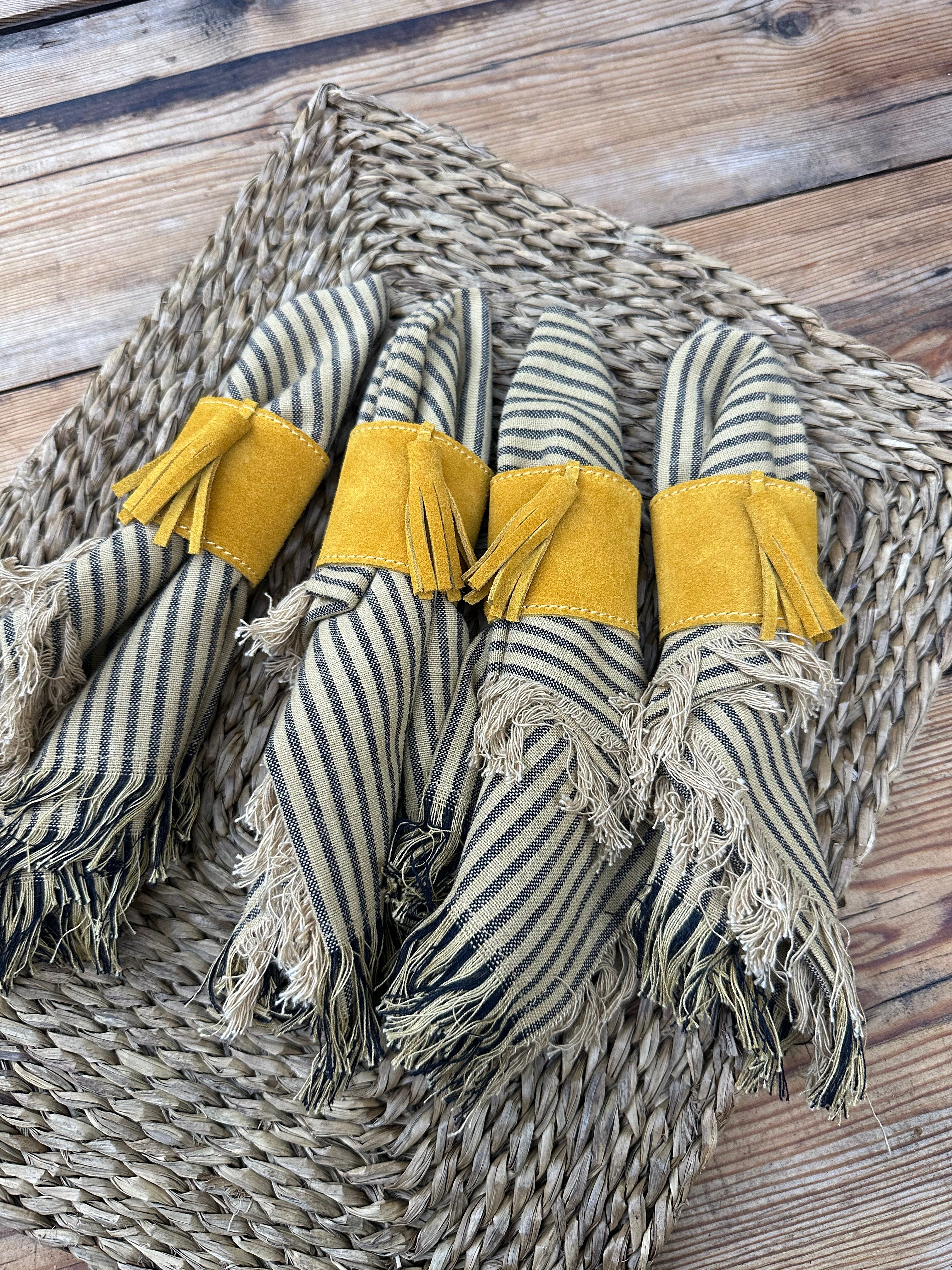 Servilleteros serraje ocre ( Pack de 6)