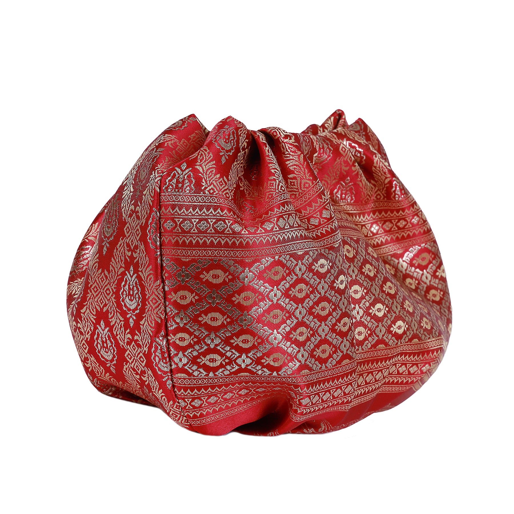 Cartera Plisada Grande Seda Roja