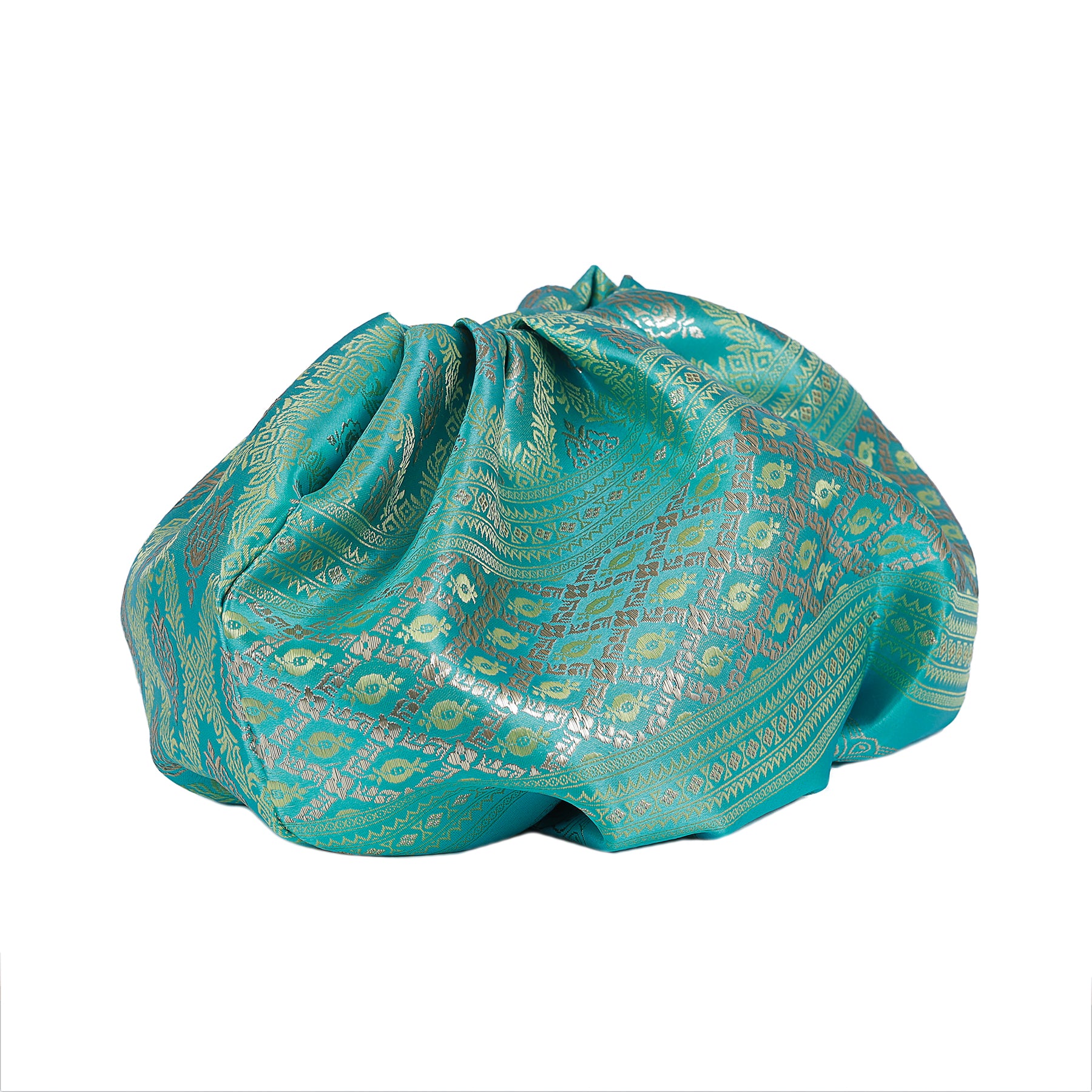 Cartera Plisada Grande Seda Turquesa