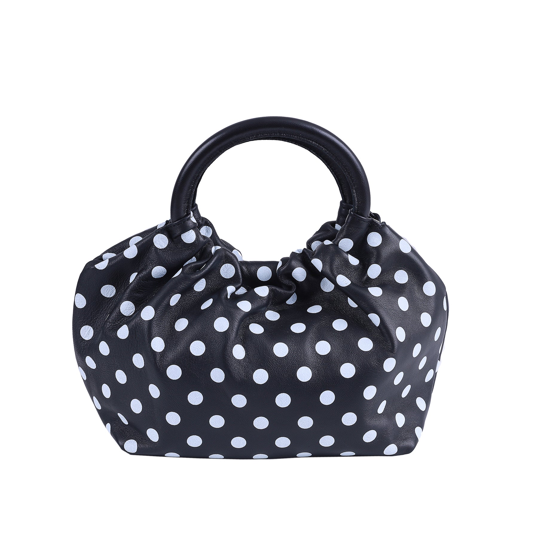 Bolso Fruncido Piel Lunares