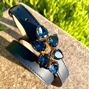 Cinturón Hebilla Flor Azul