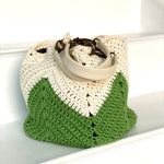 Cargar imagen en el visor de la galería, Bolso Crochet y Piel Crema y Verde
