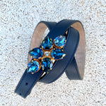 Cargar imagen en el visor de la galería, Cinturón Hebilla Flor Azul
