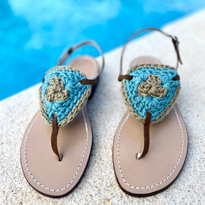 Sandalia Crochet Azul