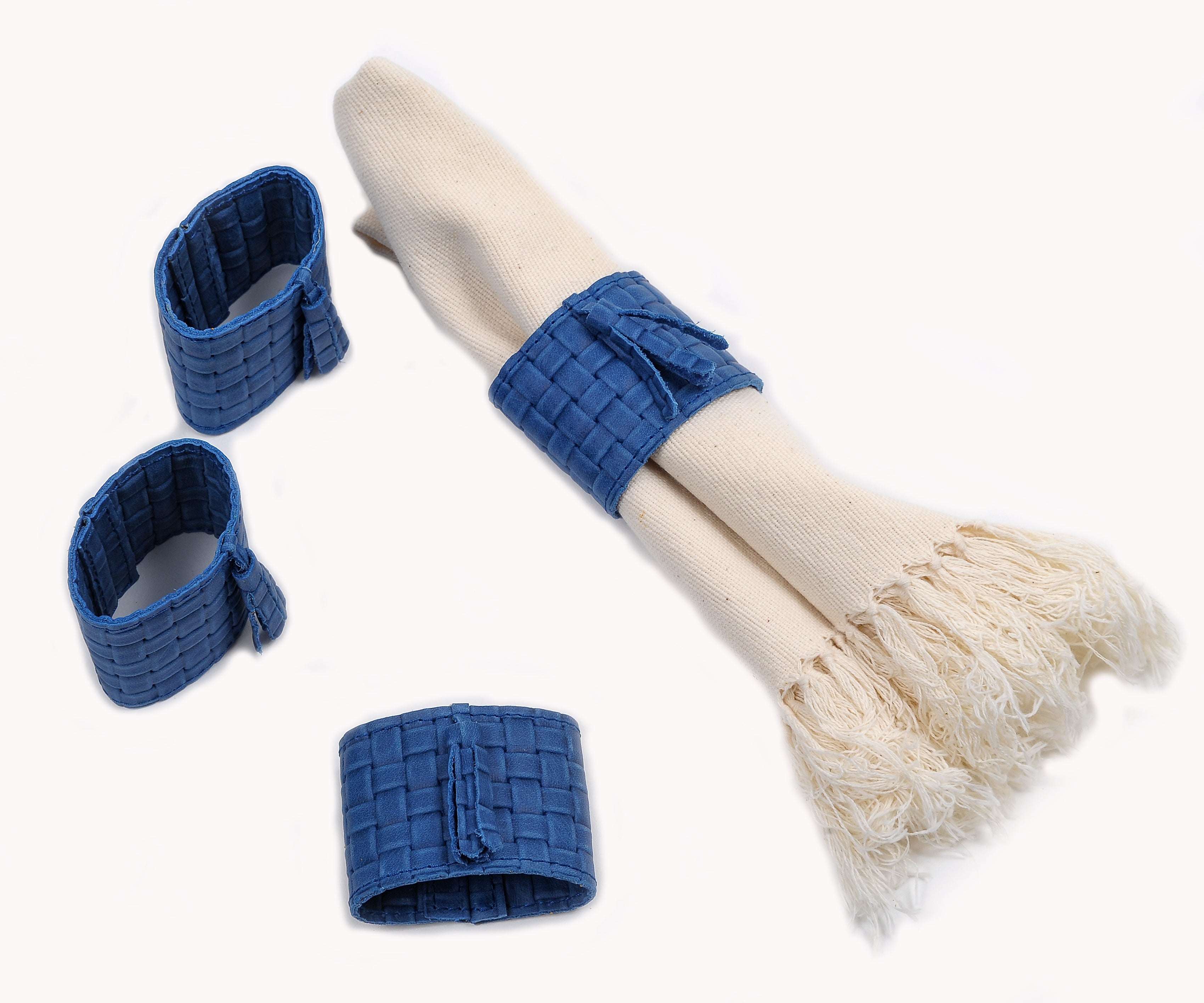 Servilleteros piel azul (pack de 4)