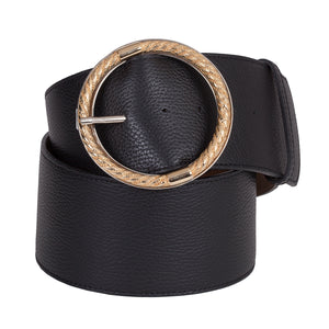 Cinturón de Piel Ancho Negro
